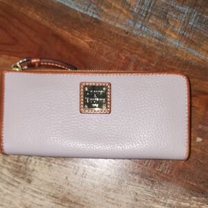 Dooney And Bourke Pebbled Leather Quarter Zip Gray Wallet